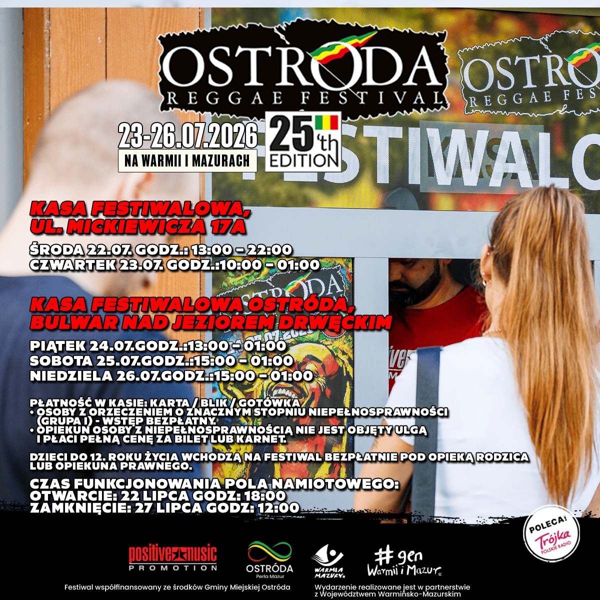 Godziny otwarcia kas festiwalowych oraz punktu odbioru  akredytacji
