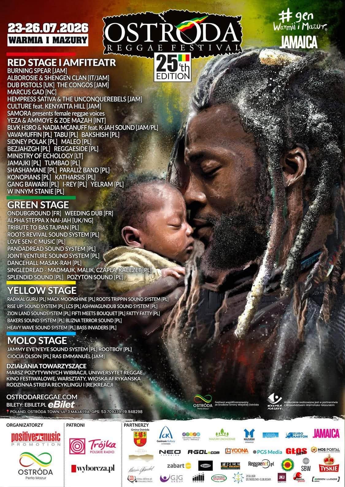 Plakat 25 edycji Ostróda Reggae Festival 2026